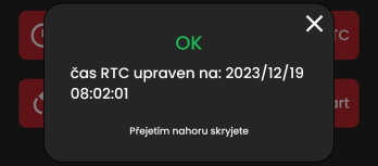 Successful RTC change on the device