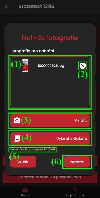 Filled-in dialog for uploading images