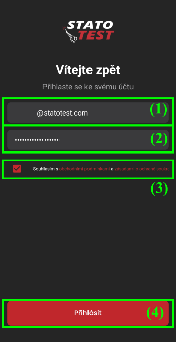 Login screen