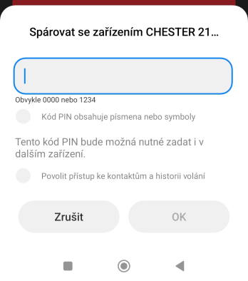 Pairing dialog
