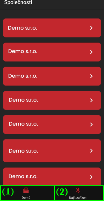 Example of navigation in the app