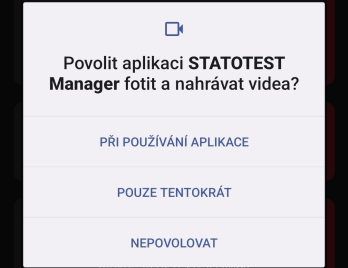Request for camera access permissions