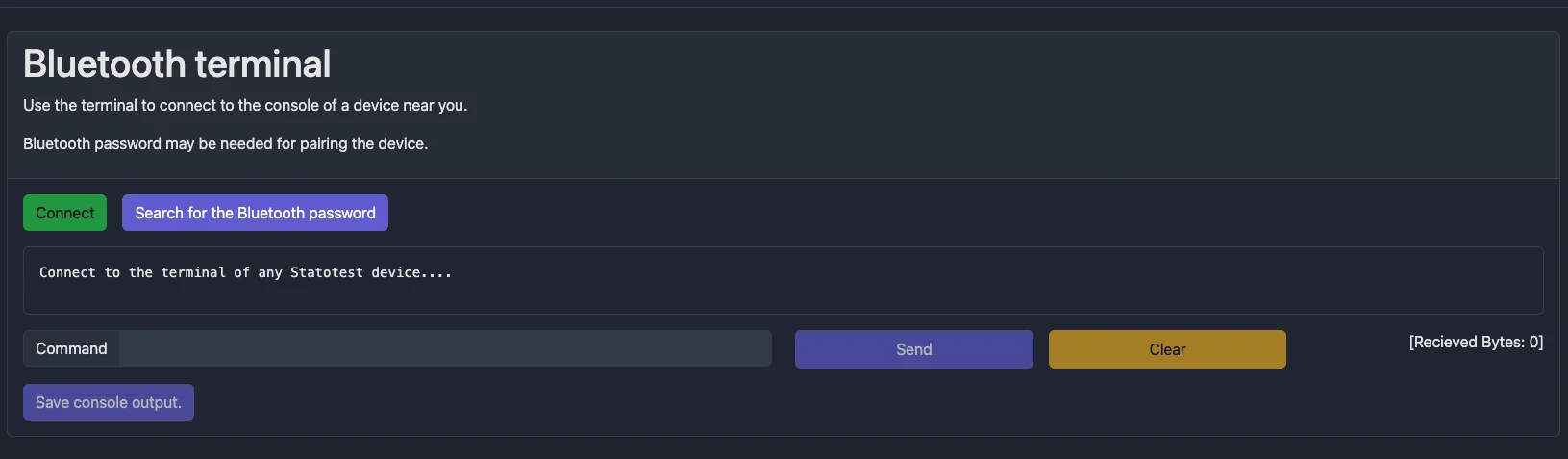 Browser Bluetooth chooser with CHESTER/Statotest/Dynasense device highlighted